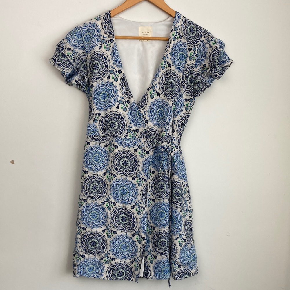 Harper Heritage| Off-white Patterned Wrap Dress sz M